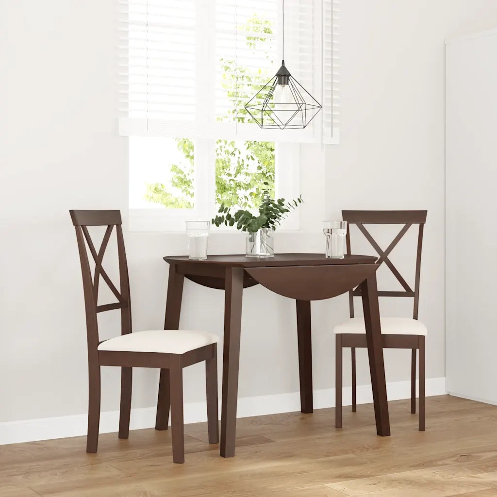 Sedie da Pranzo con Cuscini 2pz Marrone Legno Massello di Hevea 4102401