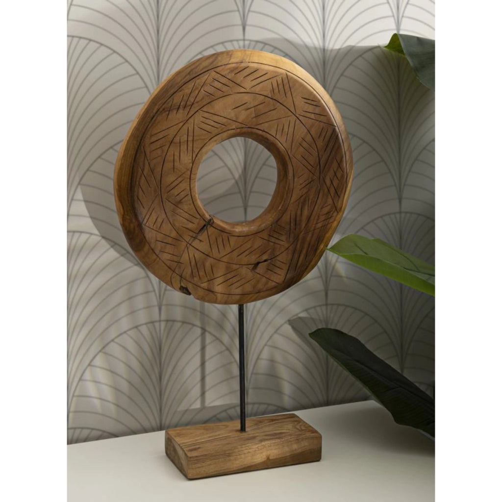 Scultura Cerchi 36, Marrone, Legno, 35x10x58 cm