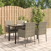 Set da Pranzo Giardino 5pz Nero e Grigio con Cuscini Polyrattancod mxl 124362