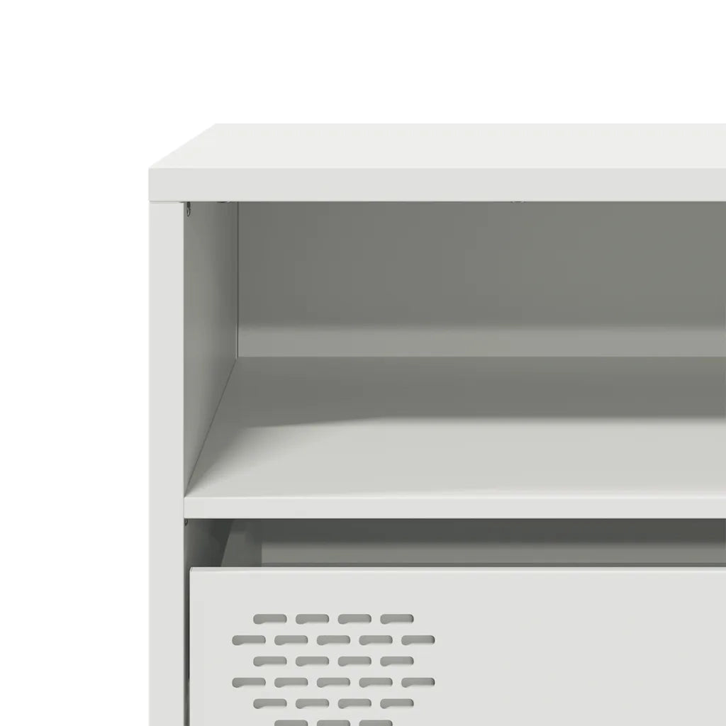 Mobile TV Bianco 135x39x43,5 cm in Acciaio Laminato a Freddo