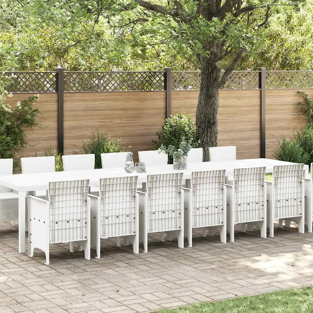 Set da pranzo da giardino con cuscini 15 pcs Bianco PP