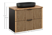 Set mobili bagno 80 cm con piano e lavabo da appoggio River Xilo 80 x 1401 x 46 cm