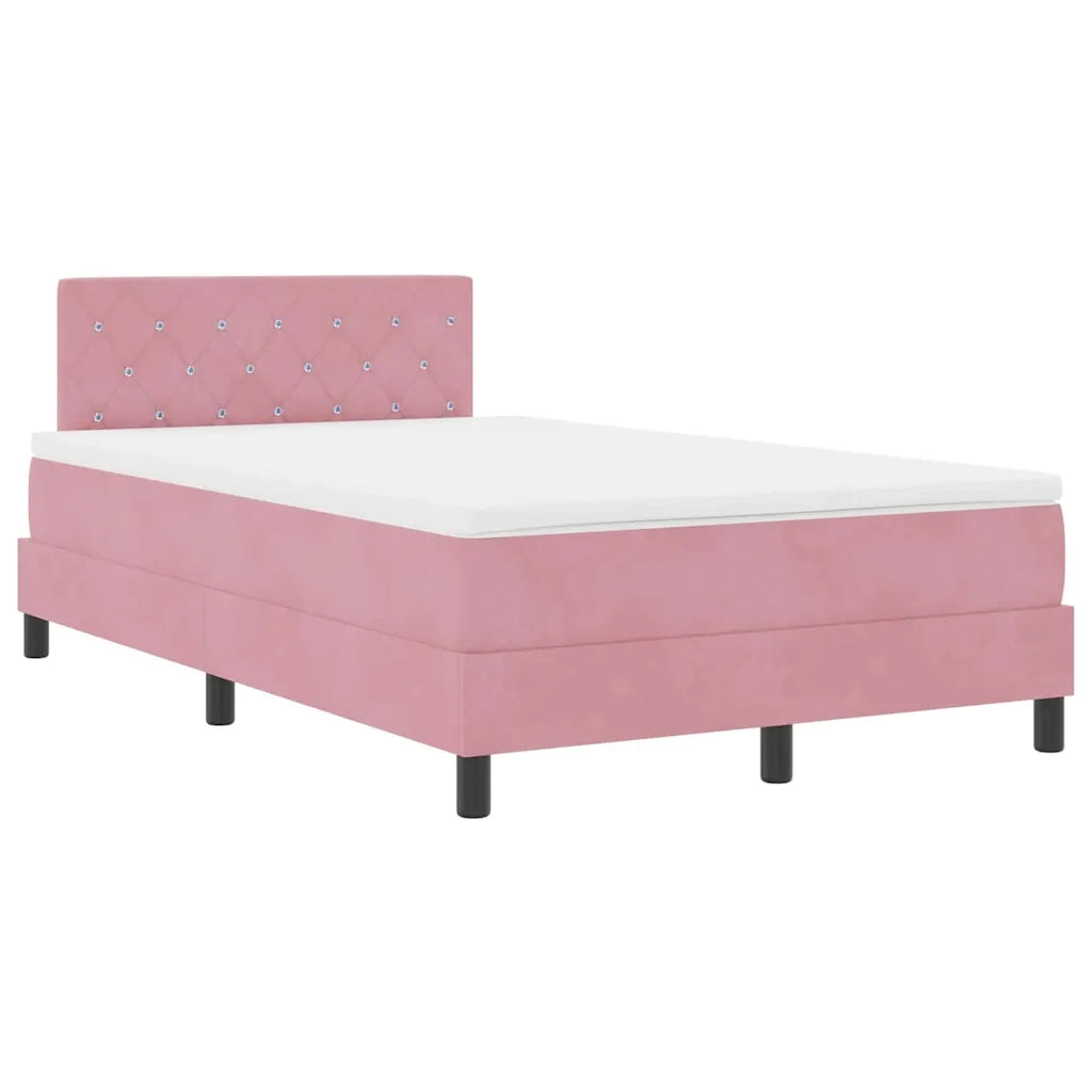 Letto a Sorgente LED con materasso Rosa 120 x 190 cm Velluto 3342577