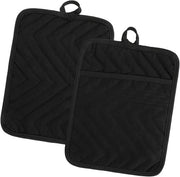 Set di 2 asciugamani per superfici calde 18 x 23 cm - Asciugamani per forno in cotone con tasca - Guanti da cucina quadrati con cuscinetti