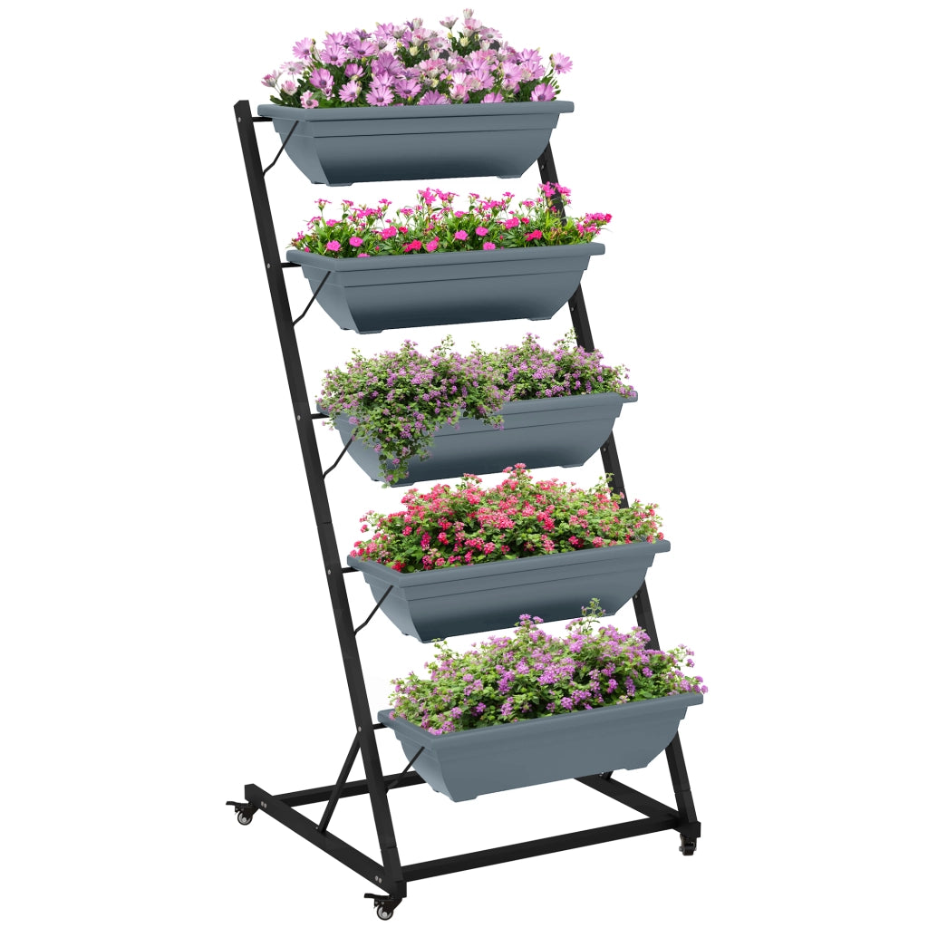 Scaletta Piante Scaffale Fiori ¨C zephmum ¨C Grigio Nero 65x67x145 cm