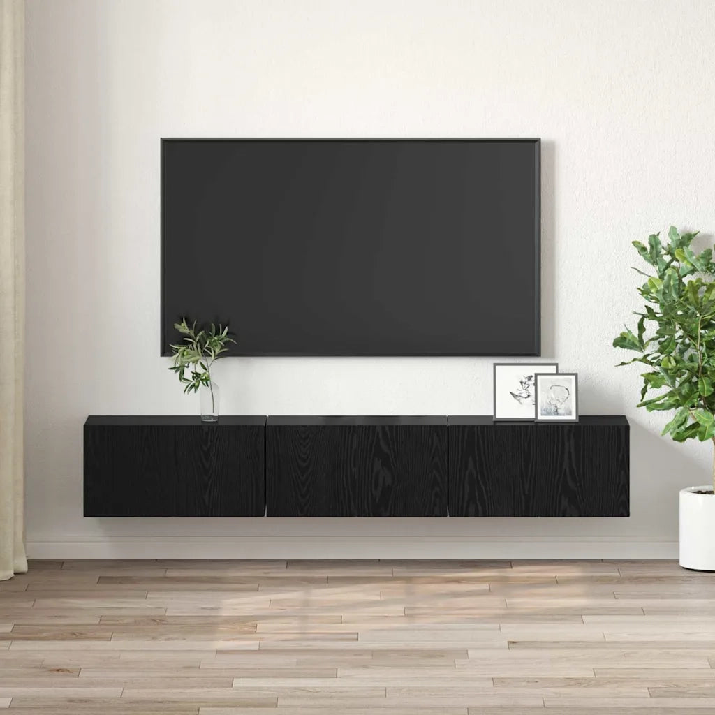 Set mobile TV 3 pcs Nero 60 x 30 x 30 cm Legno multistrato 875172