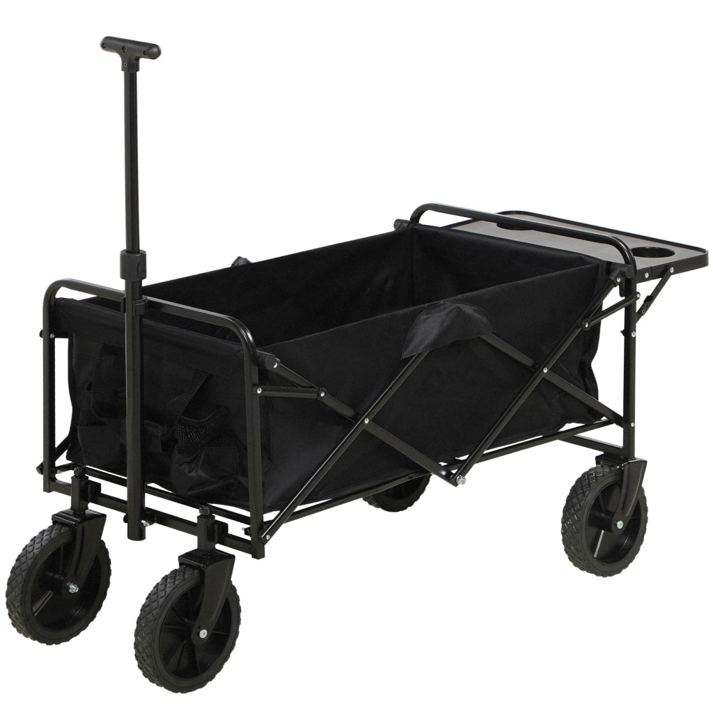 Carrello da Giardino Pieghevole 4 Ruote ¨C zephmum ¨C Nero