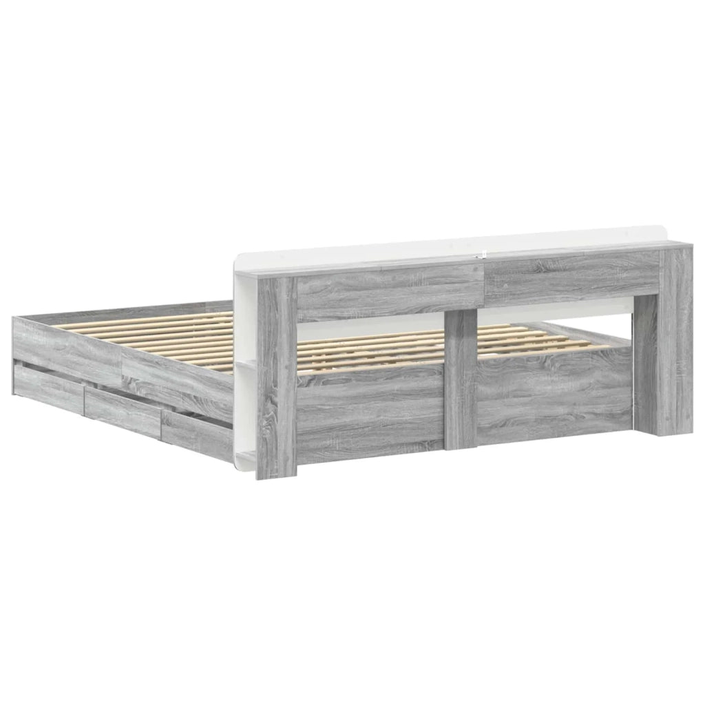 Struttura del letto con stoccaggio e testata Sonoma grigio 3433981