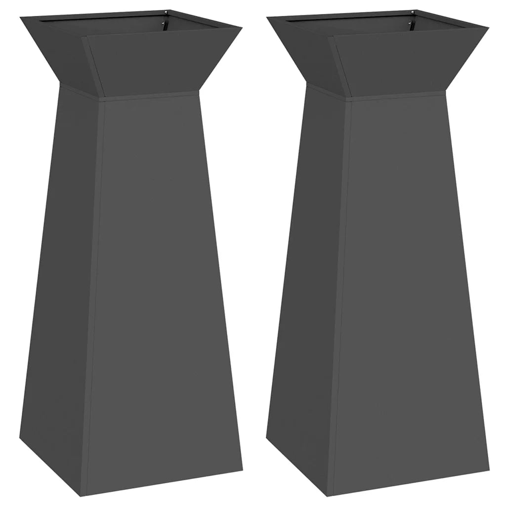 Vaso a Pilastro 2 pcs Nero 40 x 40 x 100 cm 873853