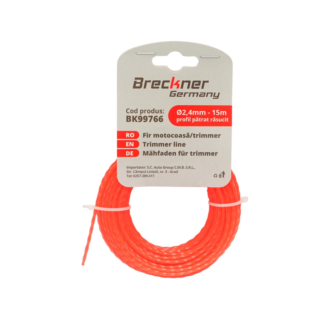 Filo quadrato ritorto per decespugliatore 2,4mmx15m Breckner Germany