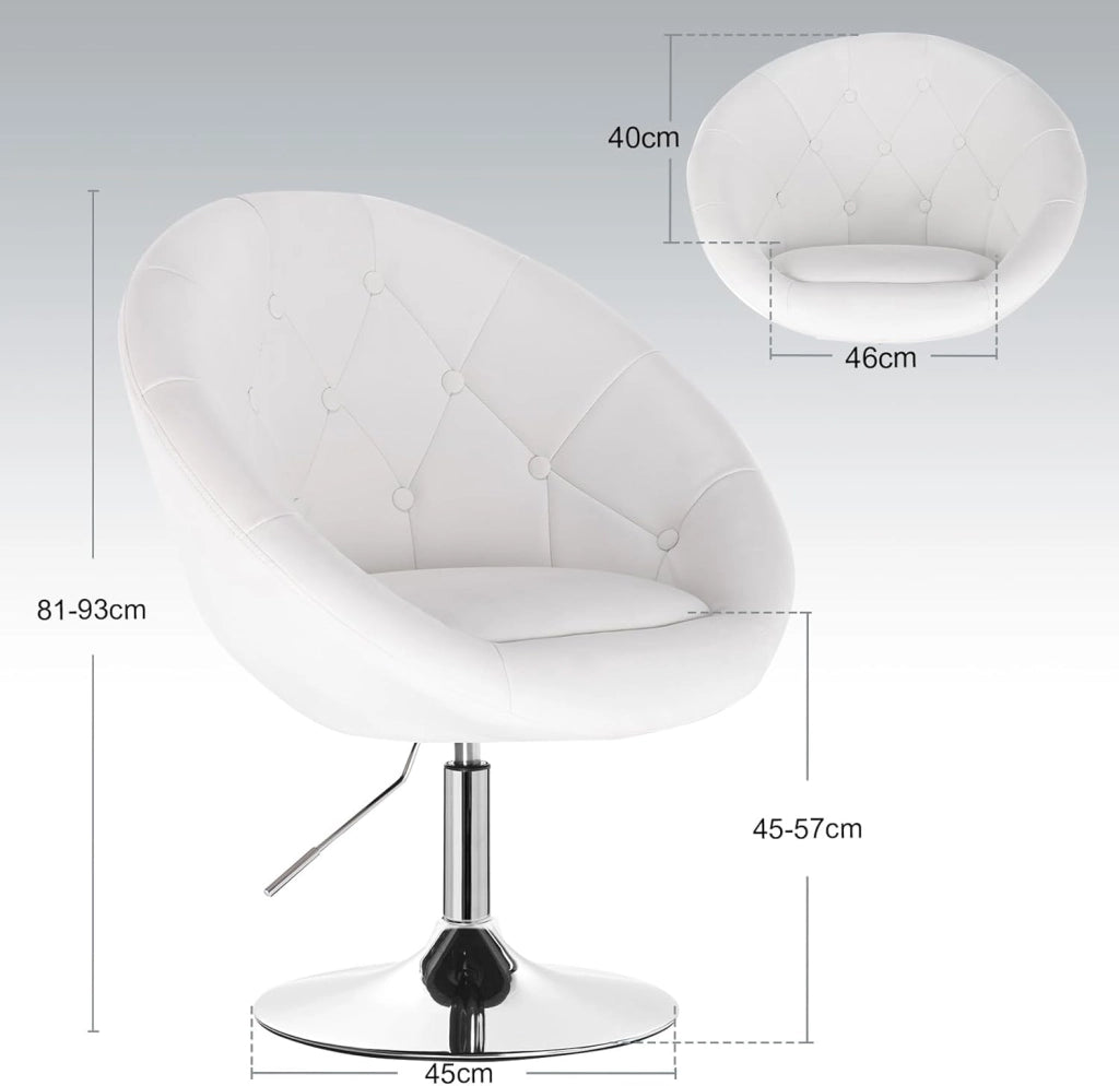 Poltroncina da Bar Sgabello Girevole Sedia con Schienale Braccioli in PU Altezza Regolabile Bianco