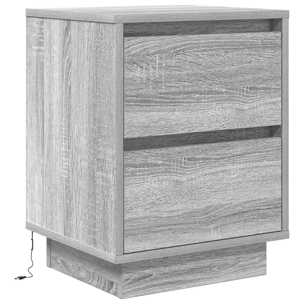 Comodini con Luci a LED 2 pz-Set di 2 Tavolino da notte Grigio Sonoma 38x34x50 cm 871603