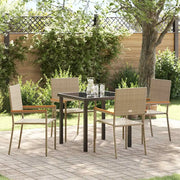 Set da Pranzo per Giardino con cuscino 5 pcs Beige polyrattan