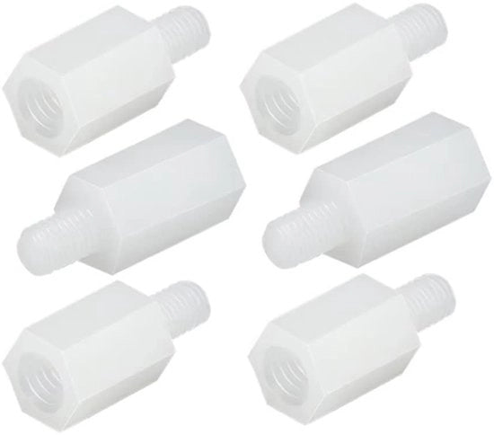 Spaziatore in Nylon a forma di esagono - Supporto a distanza - Bianco - Viti e bulloni - 100 pezzi - M4x8+6mm - Adatto per elettronica