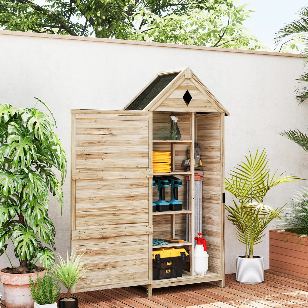 Casetta da giardino con 4 ripiani ¨C Xylo ¨C legno, tetto impermeabile, 80x49x170 cm, marrone chiaro