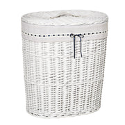 Cesto Portabiancheria 51x38x57 cm in Vimini con Coperchio e Sacco Interno Bianco