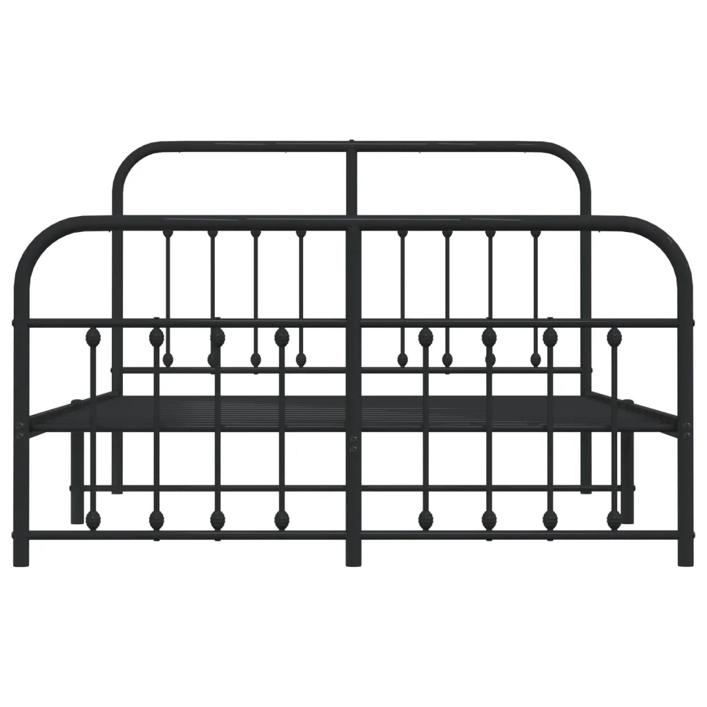 Giroletto con Testiera e Pediera Metallo Nero 140x200 cm 352597