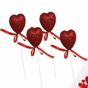 Trade Shop - Set 8 Cuori Glitterati In Polistirolo Con Stand Spillone 5cm San Valentino 68331 -