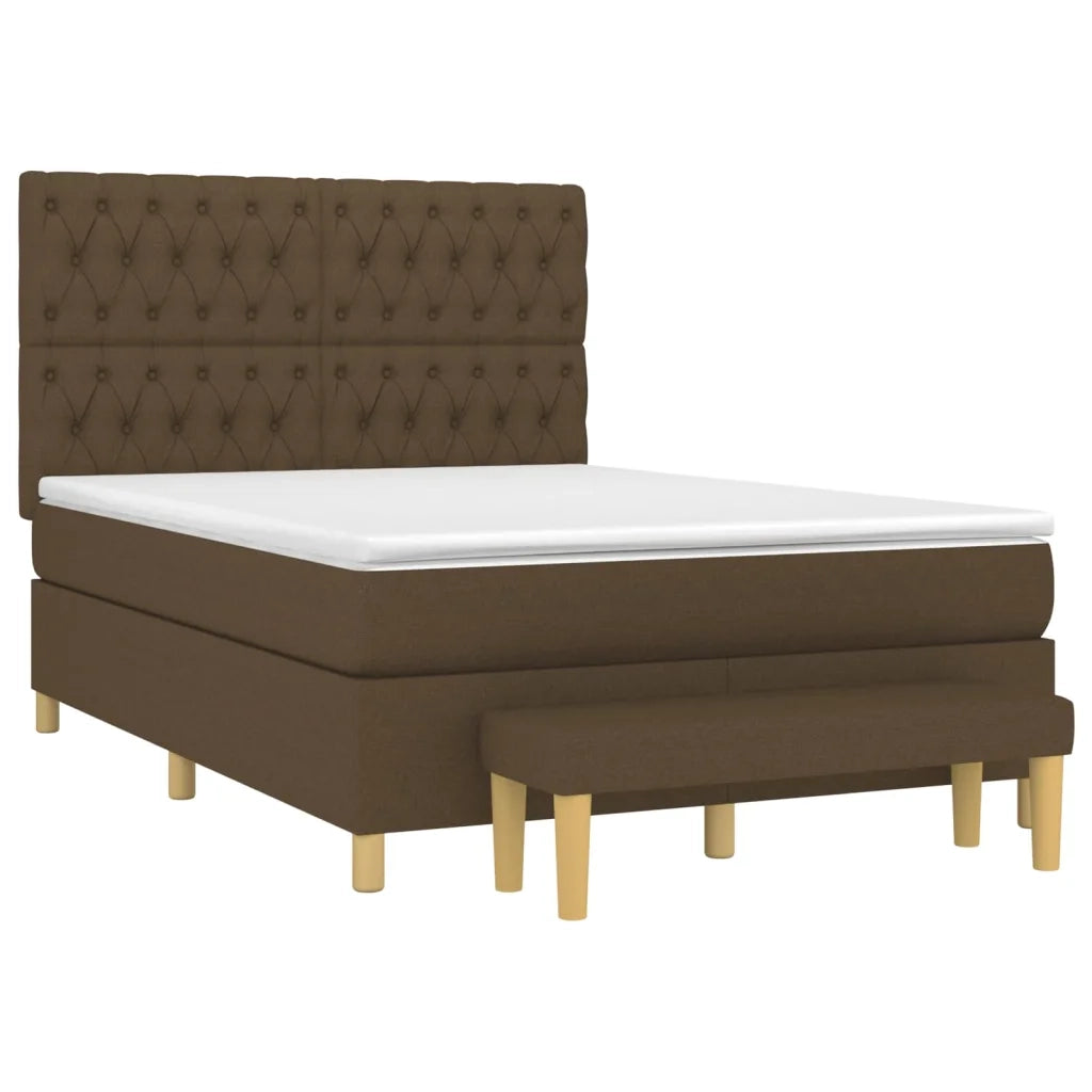 Giroletto a Molle con Materasso Marrone Scuro 140x190cm Tessuto 3137392