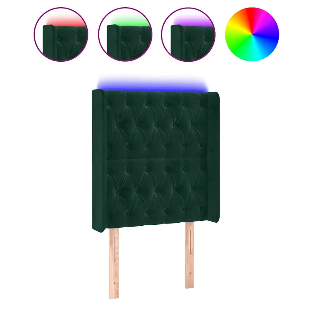 Testiera a LED Verde Scuro 83x16x118/128 cm in Velluto 3124417