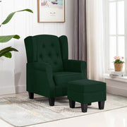 Poltrona con Poggiapiedi Verde Scuro in Tessuto cod mxl 75384