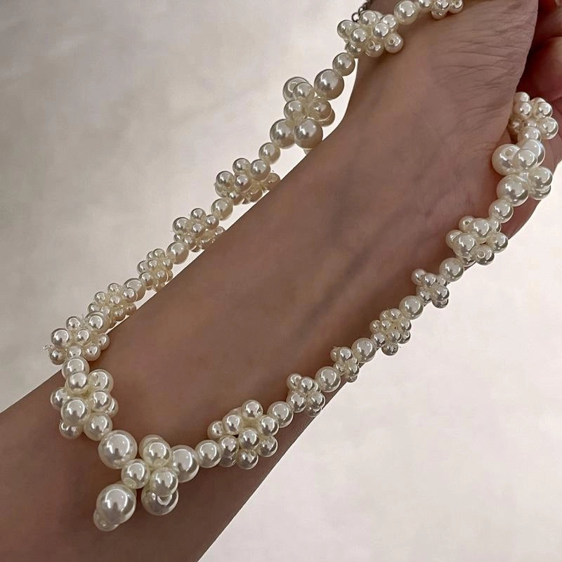 Collana irregolare con perle, tessuta a mano, regalo di Natale o di compleanno.