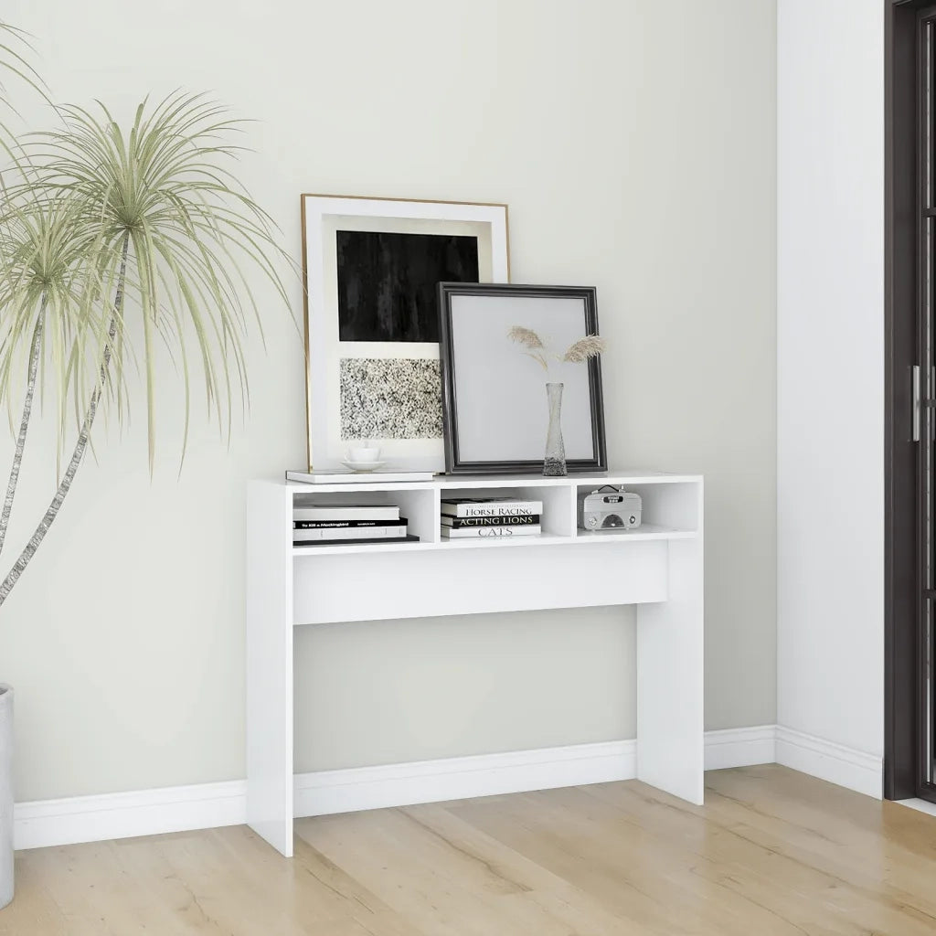 Tavolino Consolle | Tavolo d'Ingresso Bianco 105x30x80 cm in Legno Multistrato