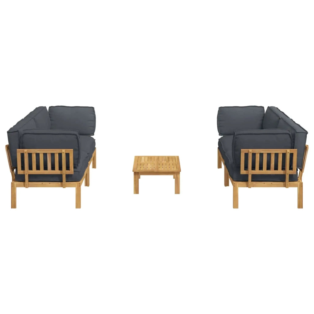 Set di divani 5 pcs Antracite Legno di Acacia Massello