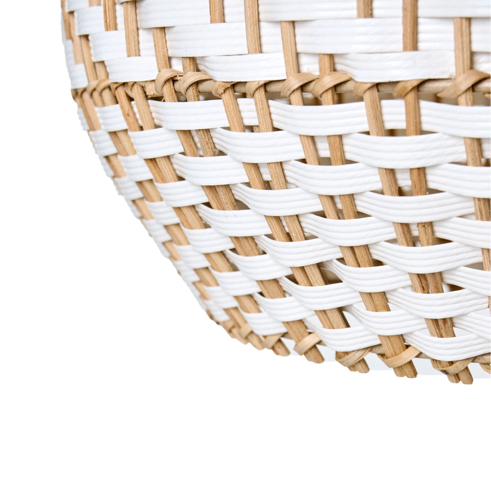 Lampadario con paralume in rattan bianco e struttura in ferro Illuminazione in stile bohémien