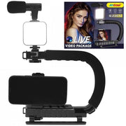 Trade Shop - Stabilizzatore Base Impugnatura U/c Q-zj010 Fotocamera Smartphone Microfono Luce Led -
