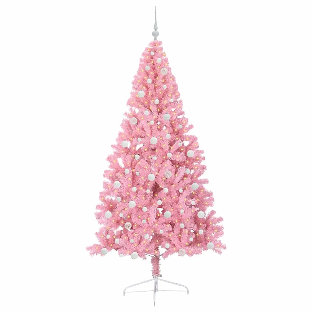 Albero di Natale | Decorazioni natalizie artificiale con luci integrate Rosa 240 cm PVC