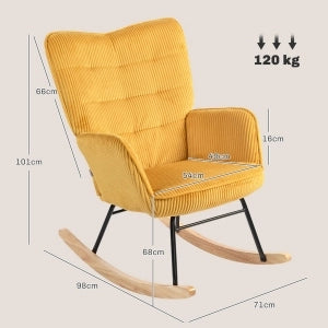 POLTRONA A DONDOLO 98x71x101 cm Gialla in acciaio e tessuto cord