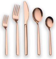 Set da tavola in titanio con manici rose dorati - set da tavola per 6 persone - set da tavola in metallo con bicchieri in argento 

(30 pezzi)