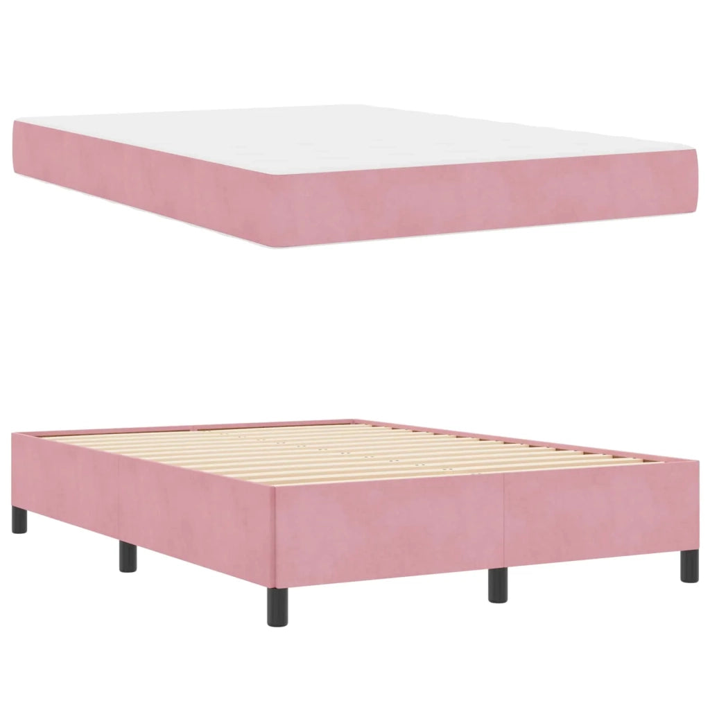 Struttura del letto con materasso Rosa 140 x 190 cm Tessuto