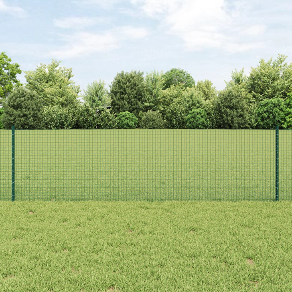 Recinzione a Rete Saldato con 11 Pali a U Verde 0.6x25 m Acciaio