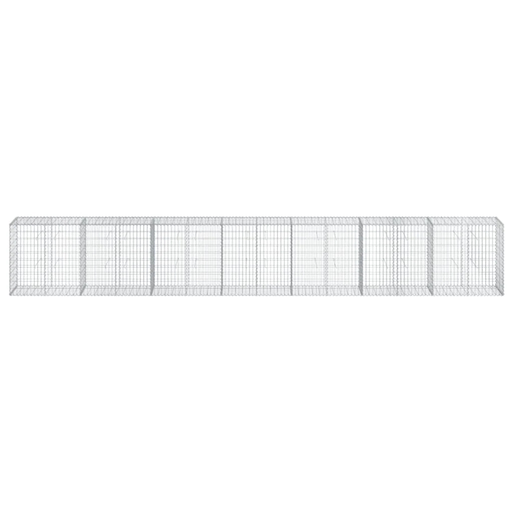 Gabbione recinto a gabbia muro di contenimento con coperchio 700 x 50 x 100 cm ferro zincato argento 02_0040193
