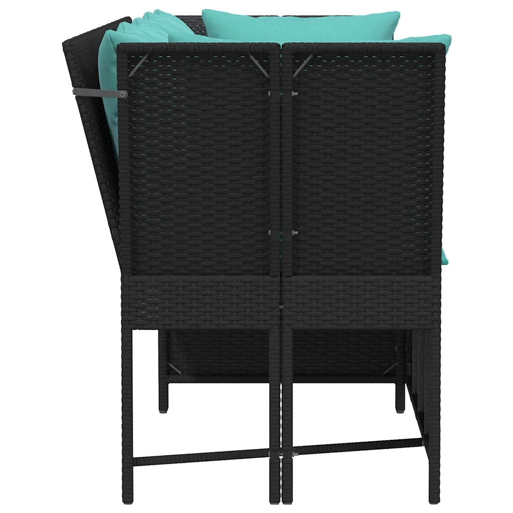 Divano da Giardino con Cuscini in Polyrattan Nero 4104130