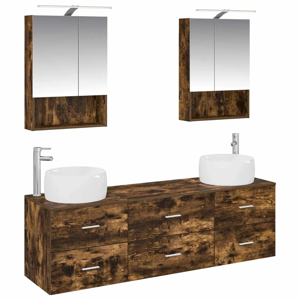 Set di mobili per il bagno 5 pcs Rovere Fumo 3407003