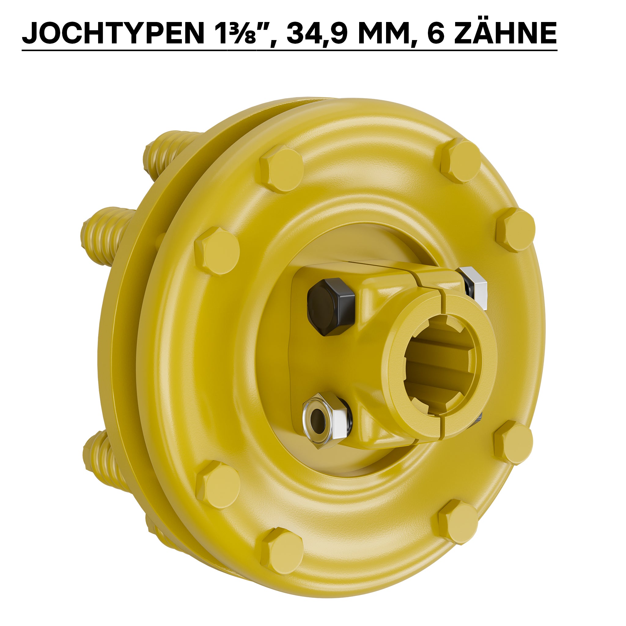 Frizione per albero cardanico scanalato a 6 denti Filetto esterno e interno 1 3/8" Max 1200Nm Giallo