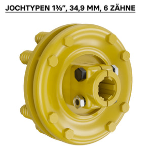 Frizione per albero cardanico scanalato a 6 denti Filetto esterno e interno 1 3/8" Max 1200Nm Giallo