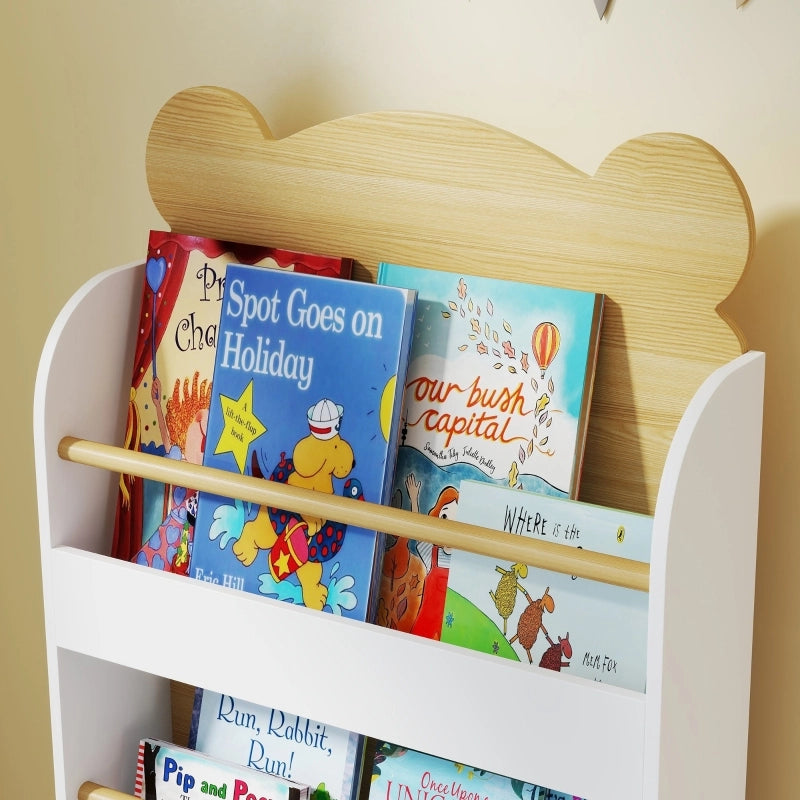 Libreria per bambini con 3 ripiani, scaffale portaoggetti in legno, scaffale per giocattoli e libri, scaffale autoportante per camerette e sale