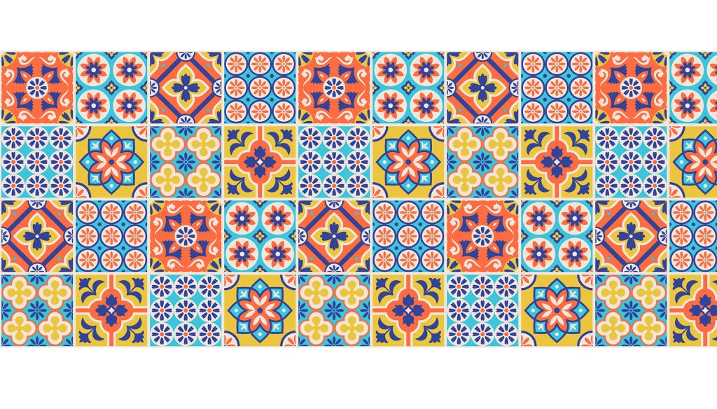 Tappeto passatoia fantasia made in Italy antiscivolo lavabile aderente Fantasia Maiolica , Piastrelle 422 - 50x250cm