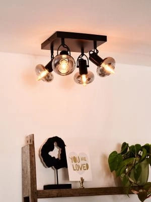 Lucide Madee plafoniera nera vetro 4xE14 25W dimmerabile 23cm