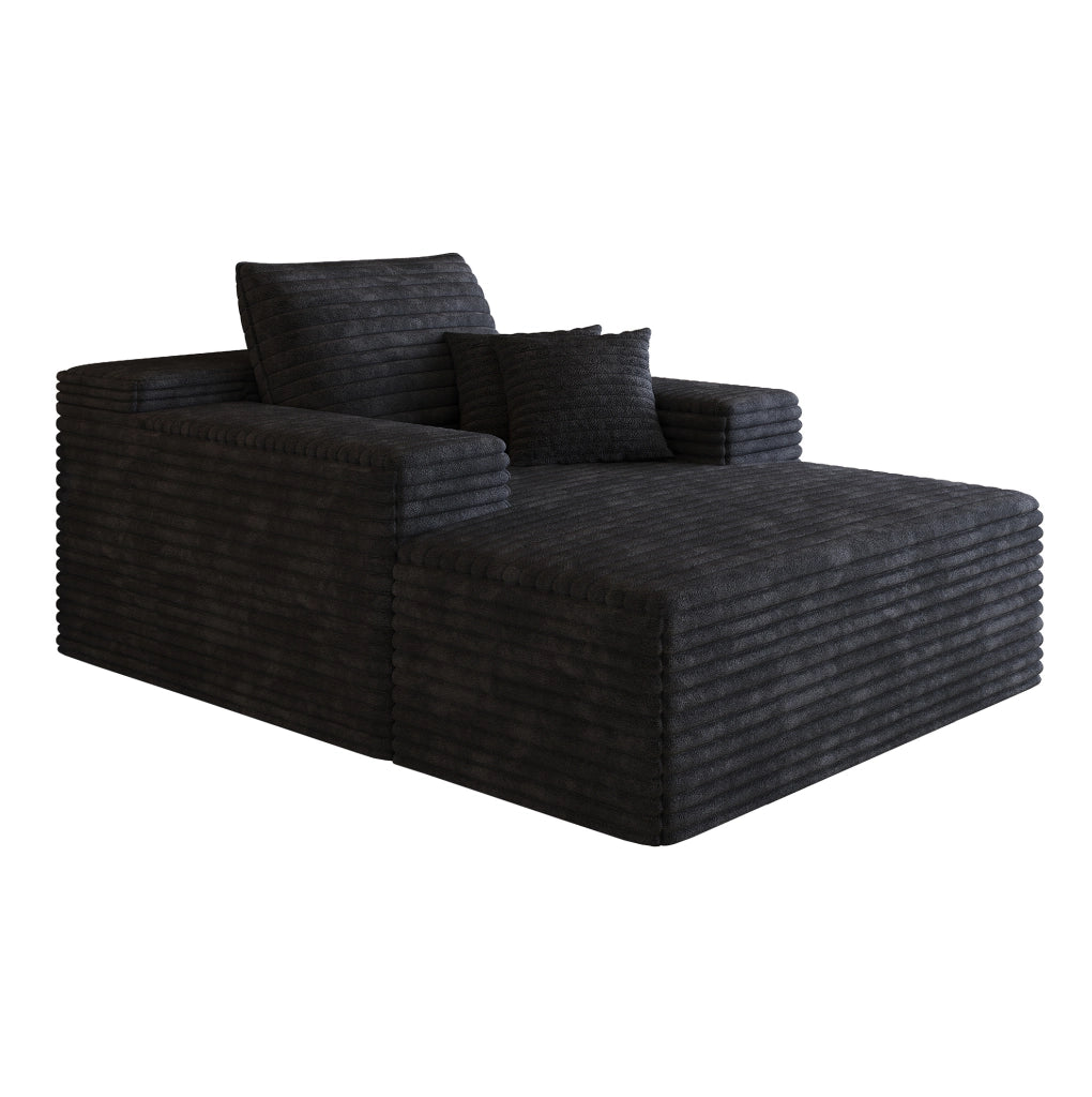 Divano chaise longue in velluto a coste nero