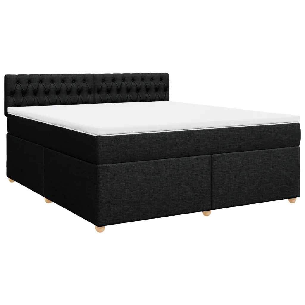 Giroletto a Molle con Materasso Nero 180x200 cm in Tessuto
