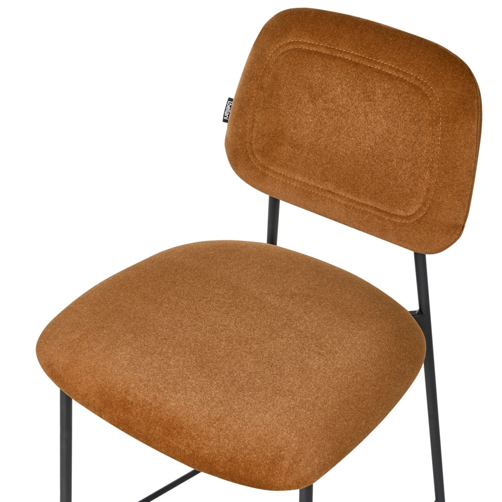 Set di sedie da pranzo moderne da bar in tessuto marrone dorato Struttura in ferro nero Seduta ad altezza banco Design moderno