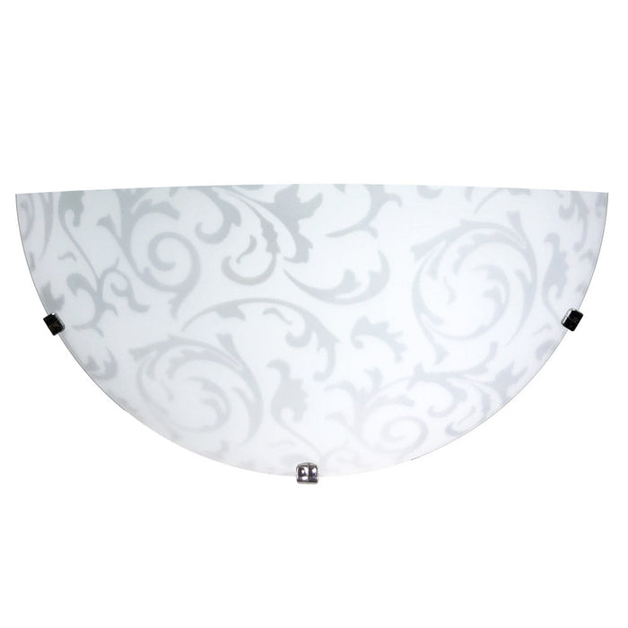 Applique 1xE27 Ganci Cromo Vetro Lastra Bianco Decorato Damasco E-Energy Michela