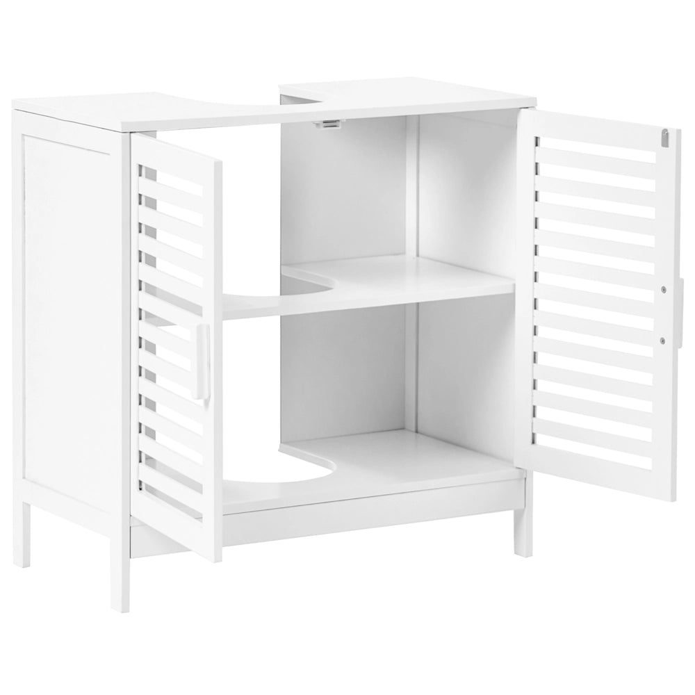 Armadietto per lavabo in bambù bianco per la conservazione del bagno Minimalista