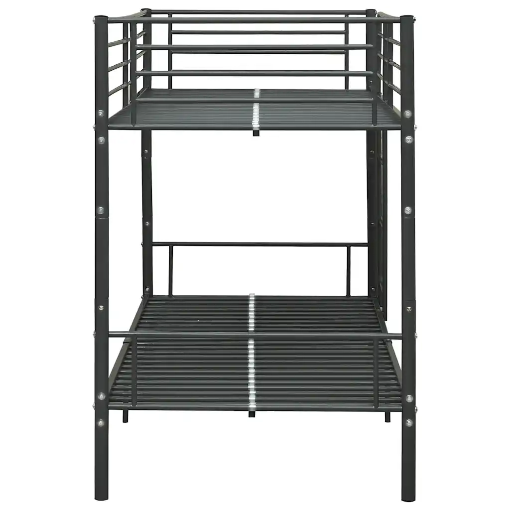 Letto singolo | Letto per adulti | Letto a Castello Nero in Metallo 90x200 cm