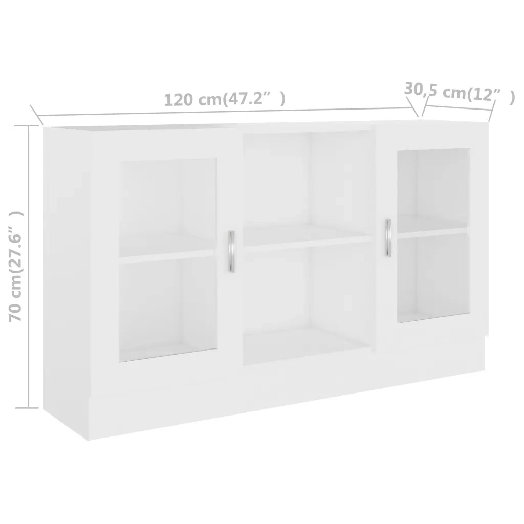 Vetrina moderna e pratica 120 x 30,5 x 70 cm linee pulite legno composito bianco 02_0047764